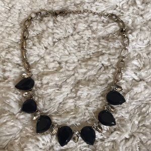 Navy Blue and Diamond Statement Necklace